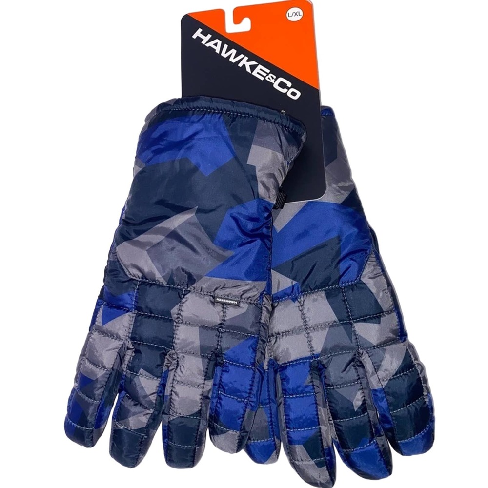 Men’s NWT Hawke & Co Nylon Blue Fractal Camo Field Gloves L/XL ~
